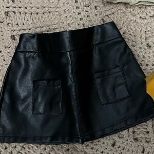 Chic Black Leather Kids Skirt